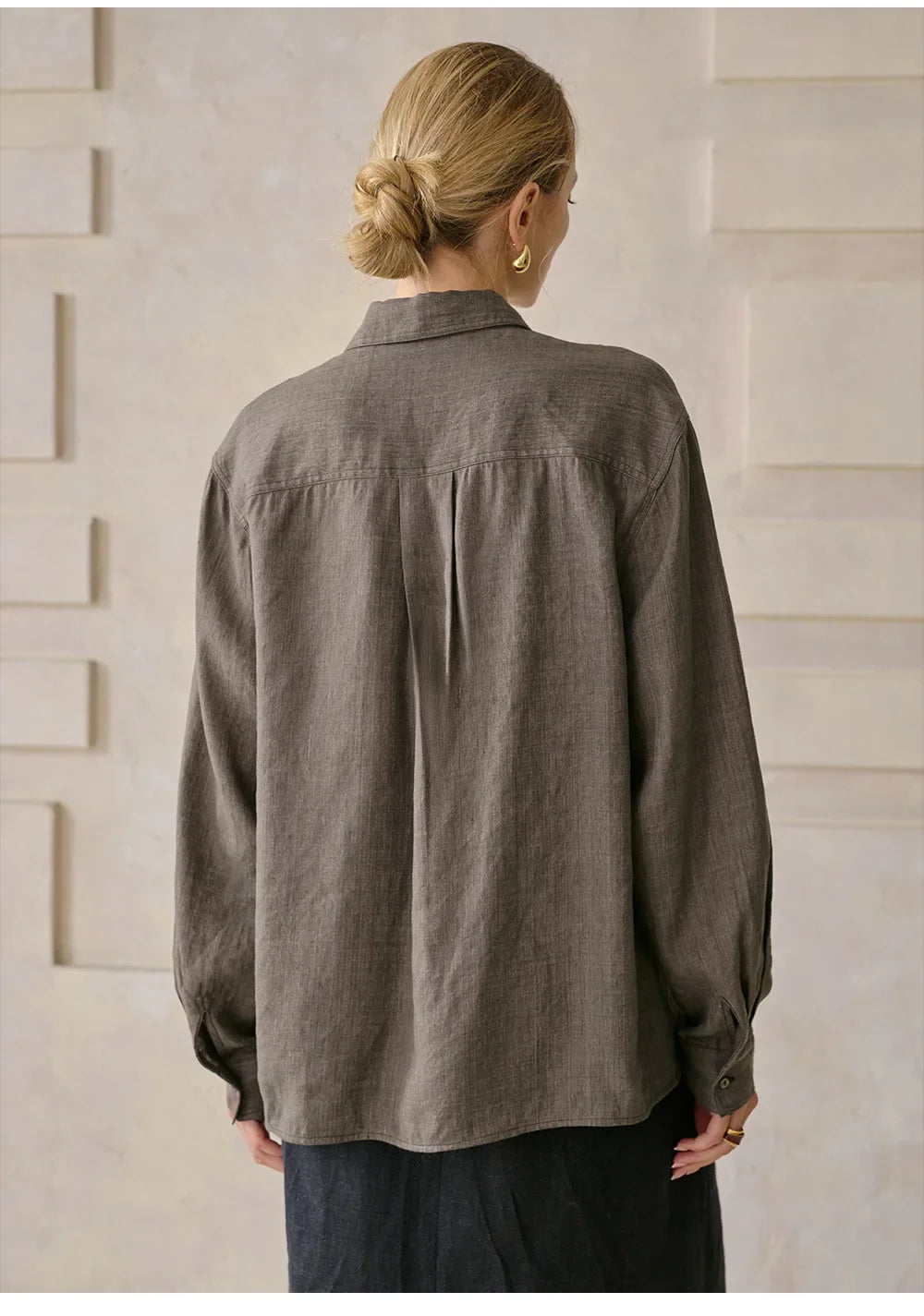 Anna-Berg | Beige Relaxed Fit Linen Shirt