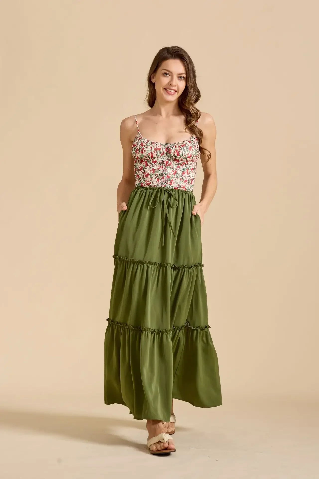 Anna-Berg | Sage Tiered Cotton Maxi Skirt
