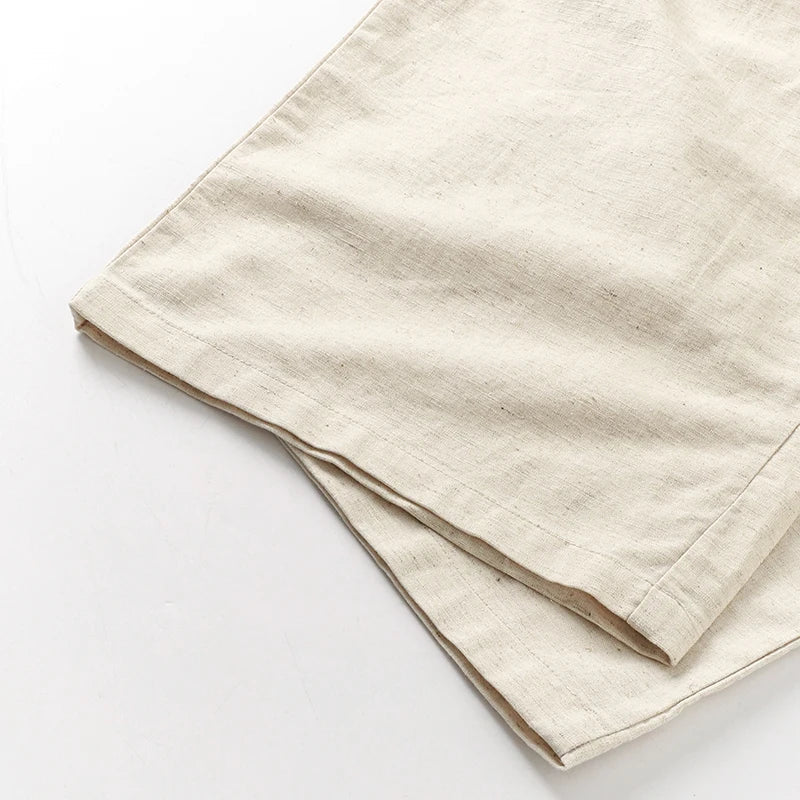 Anna-Berg | Natural Drawstring Waist Relaxed Fit Linen Pant
