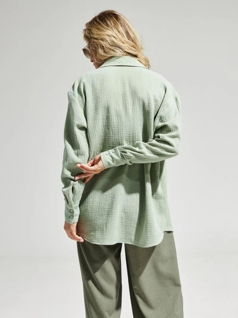 Anna-Berg | White Short-Sleeve Button-Up Cotton Shirt