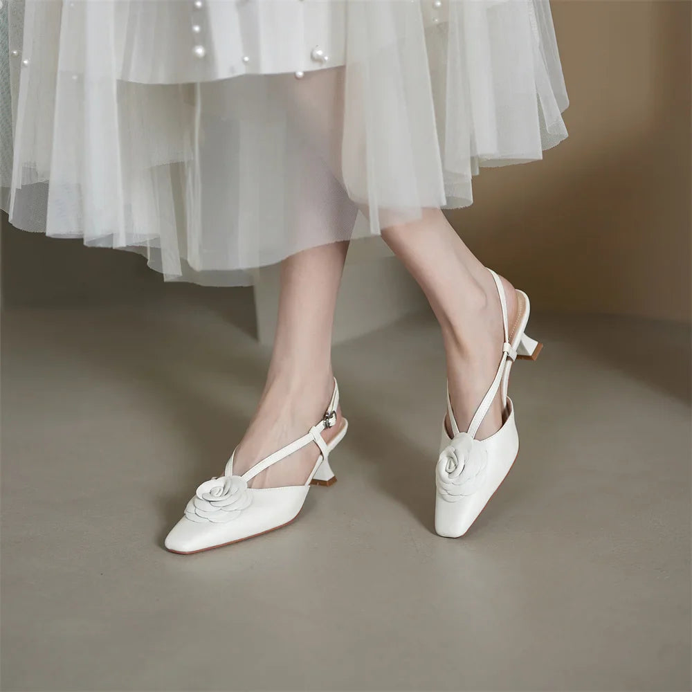Anna-Berg | Genuine Leather Slingback Heels