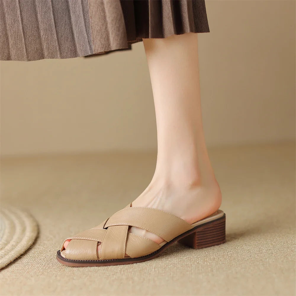 Anna-Berg | Woven Flat Leather Mule