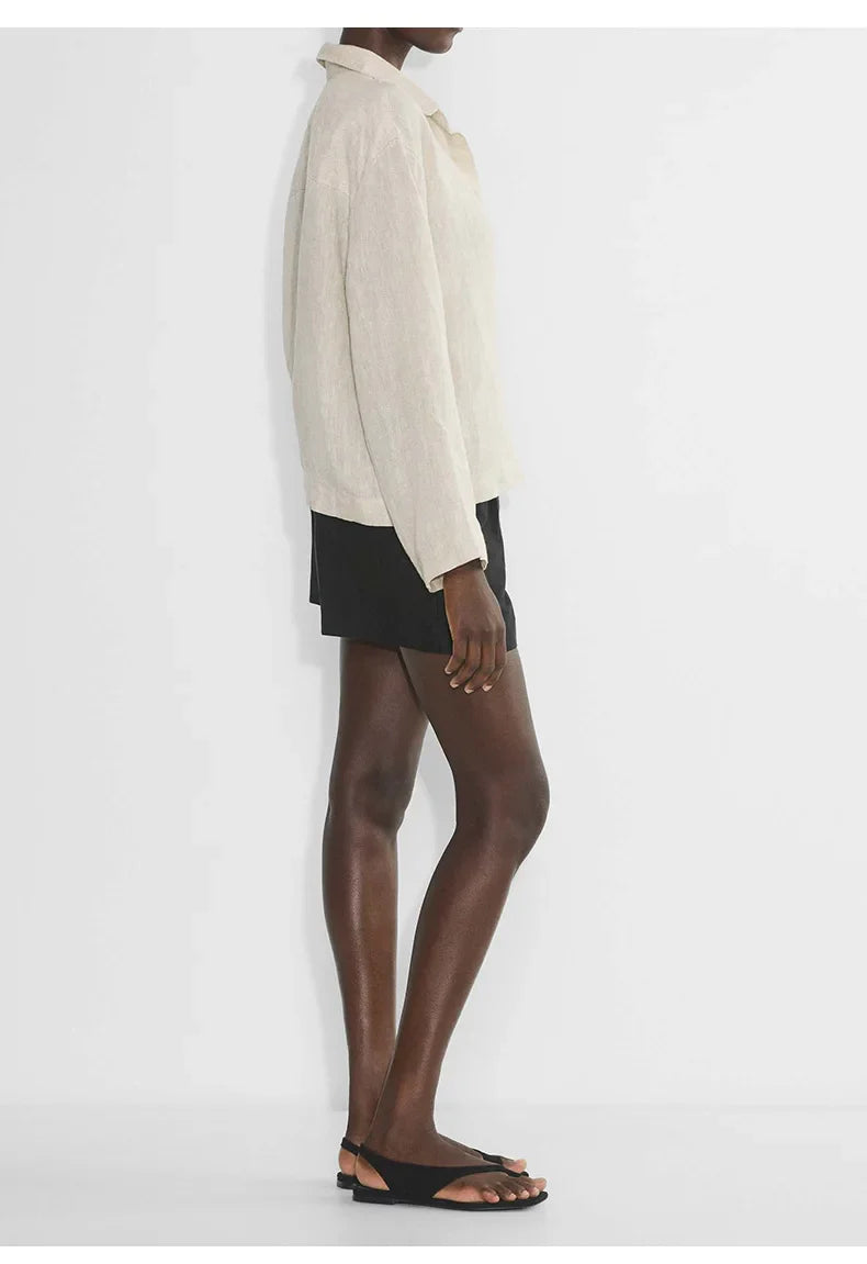Anna-Berg | Relaxed-Fit Polo-Collar Linen Pullover