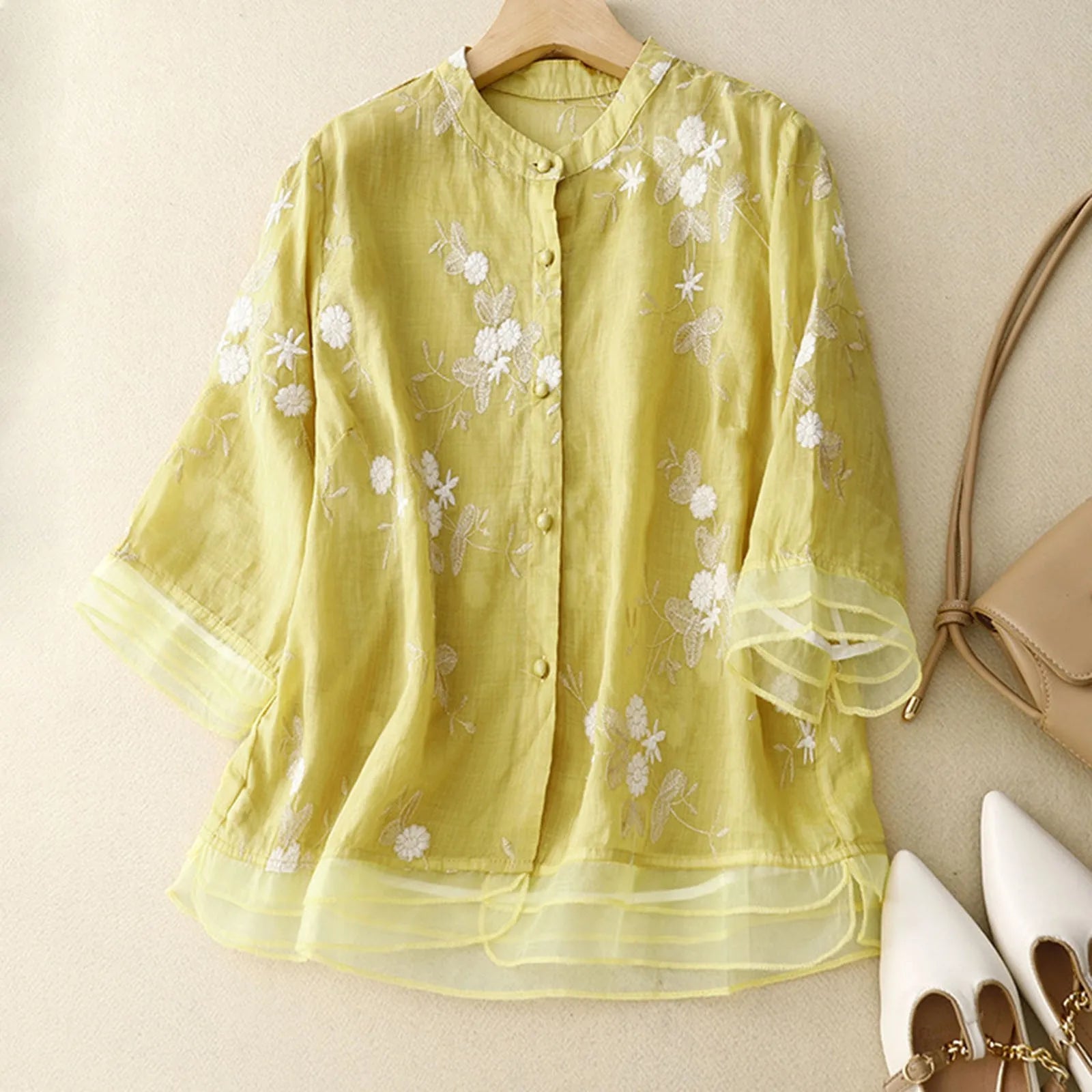 Anna-Berg | Relaxed Fit Button-Up Cotton Blouse