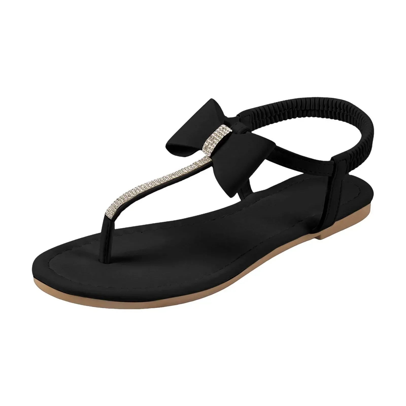 Anna-Berg | Flowing Rhinestone Flat Sandals for Effortless Elegance