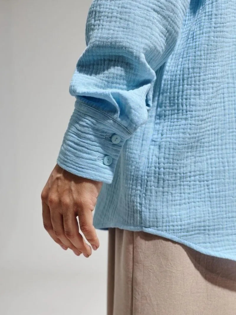 Anna-Berg | White Short-Sleeve Button-Up Cotton Shirt
