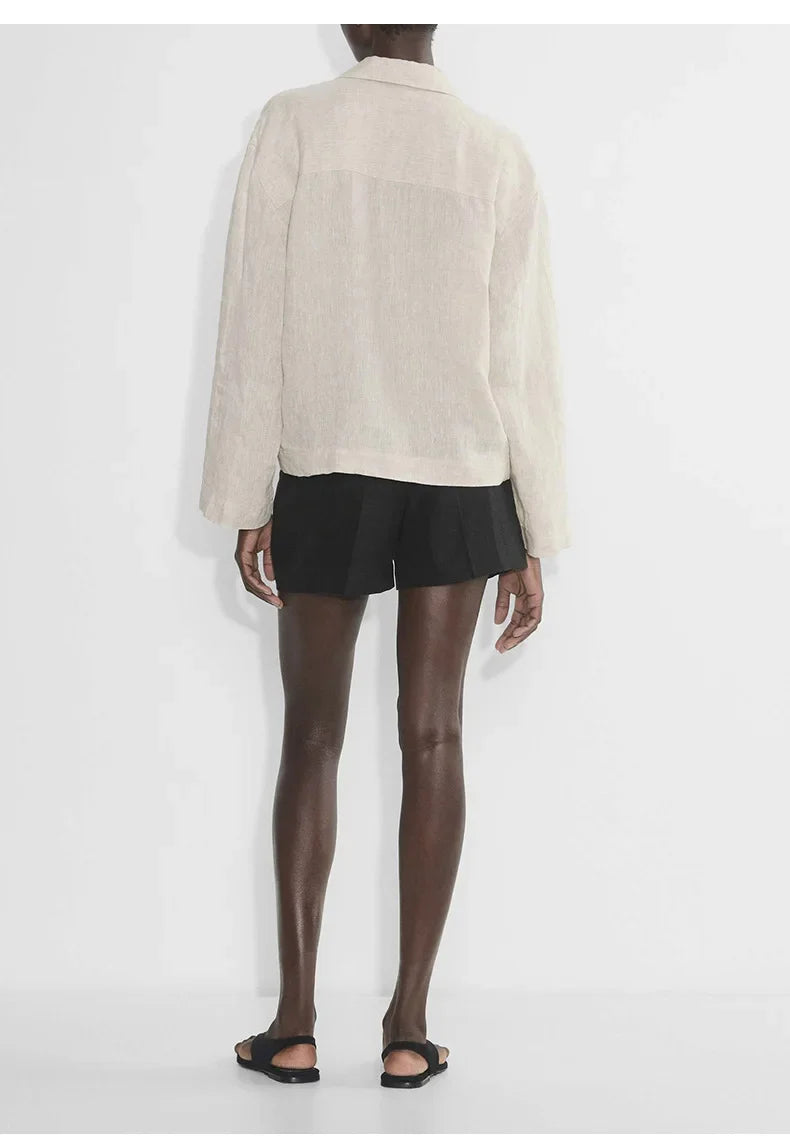 Anna-Berg | Relaxed-Fit Polo-Collar Linen Pullover