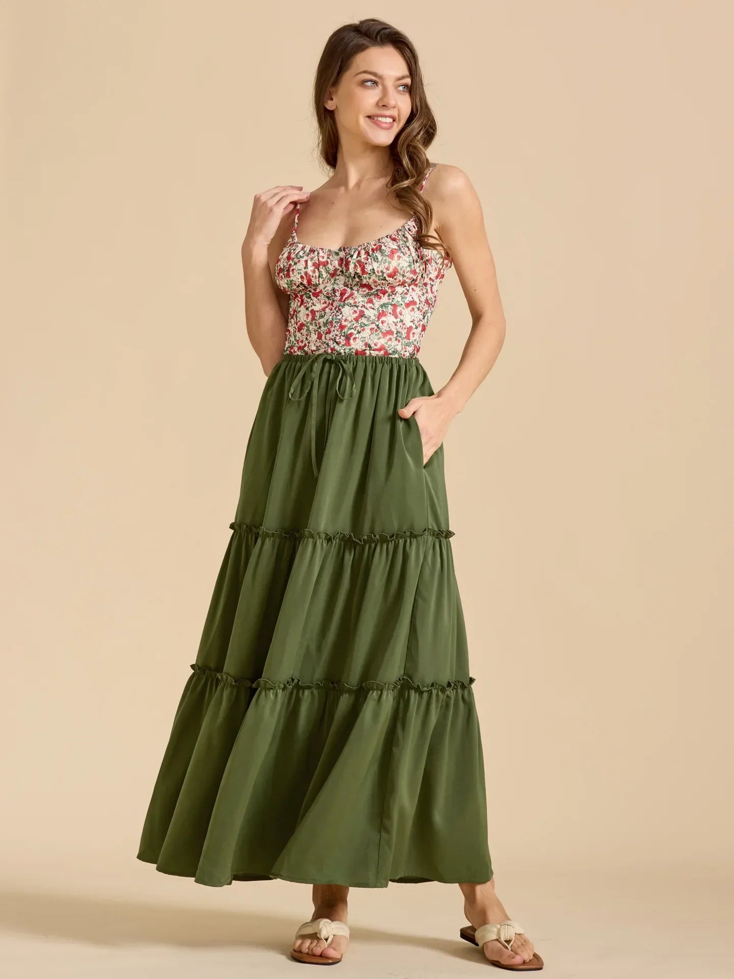Anna-Berg | Sage Tiered Cotton Maxi Skirt