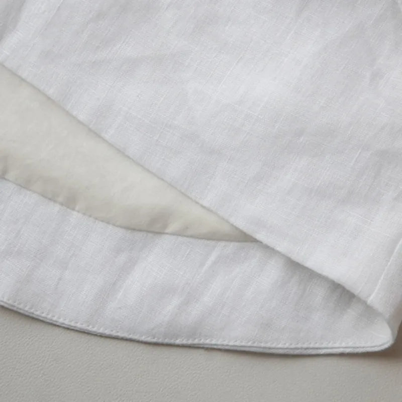 Anna-Berg | Natural Boxy Cropped Linen Top