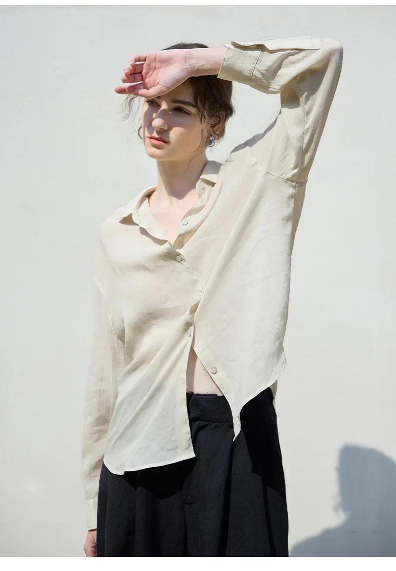 Anna-Berg | Relaxed Fit Button-Up Ramie Shirt