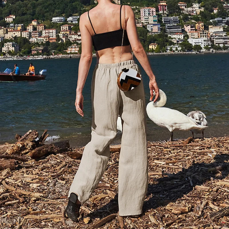 Anna-Berg | Sand Wide-Leg Linen Pant