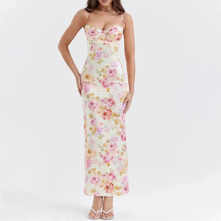 Anna-Berg | Satin Floral Pencil Dress