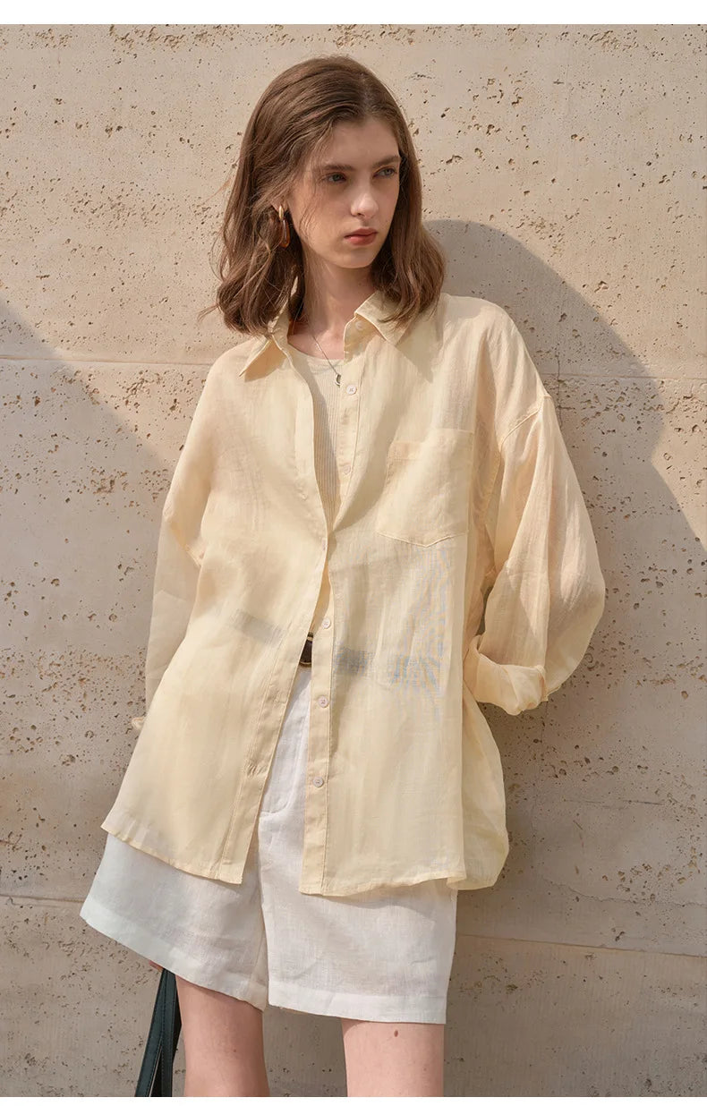 Anna-Berg | Natural Sheer Oversized Ramie Shirt
