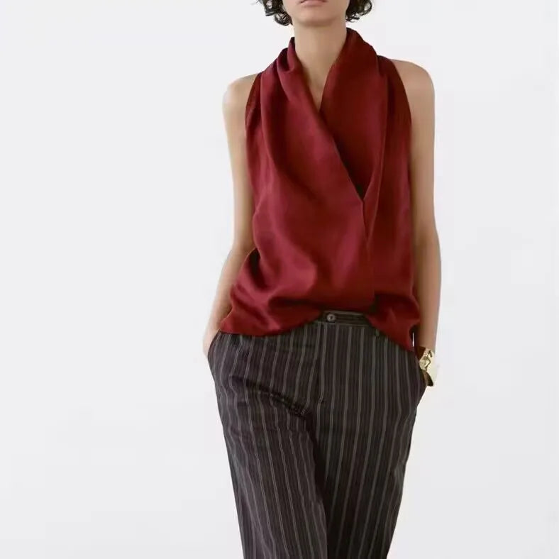 Anna-Berg | Natural Draped Linen Vest