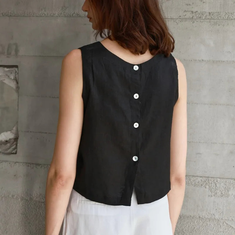 Anna-Berg | Natural Reversible Linen Crop Top
