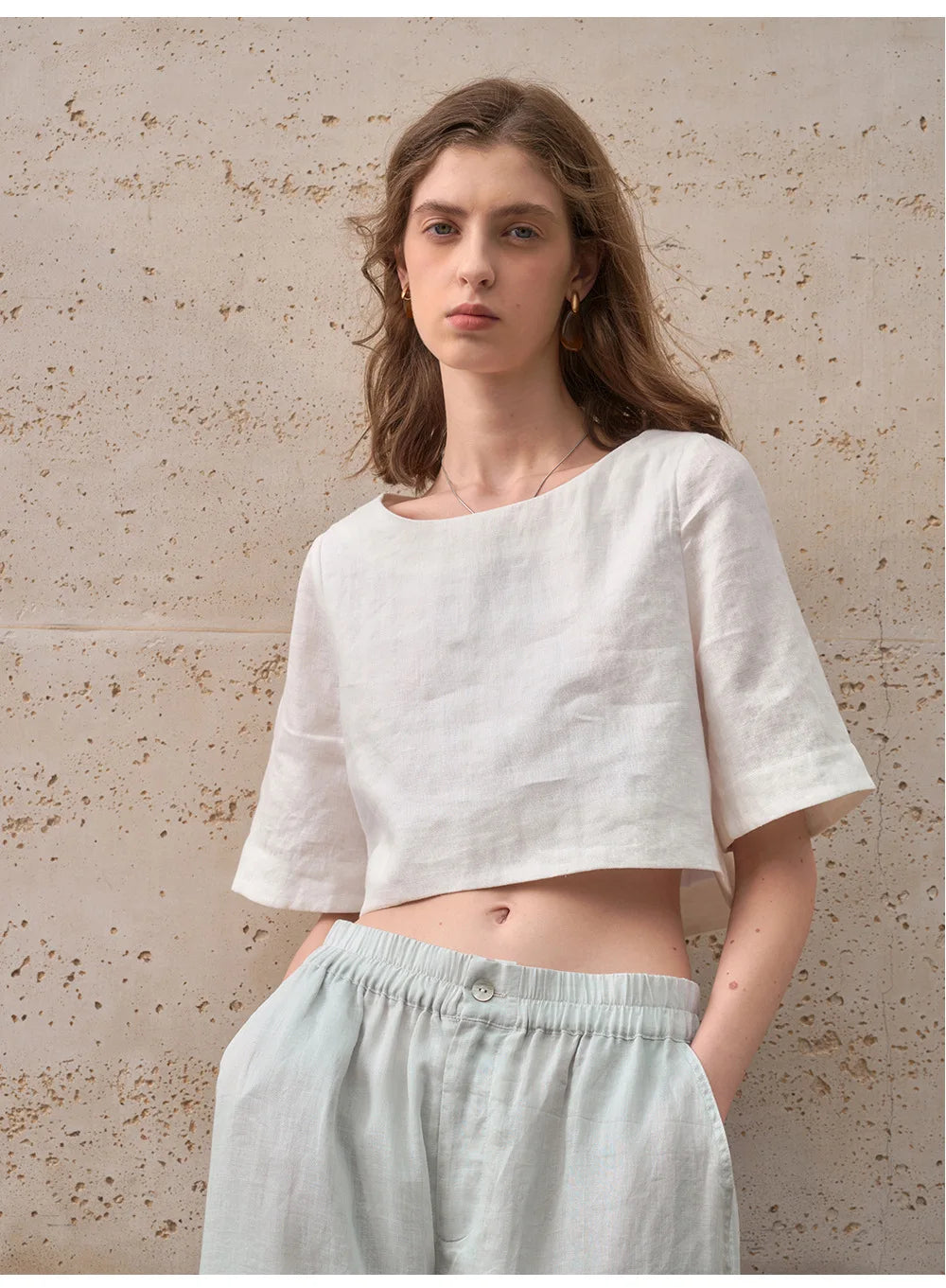 Anna-Berg | Boxy Cropped Linen Top