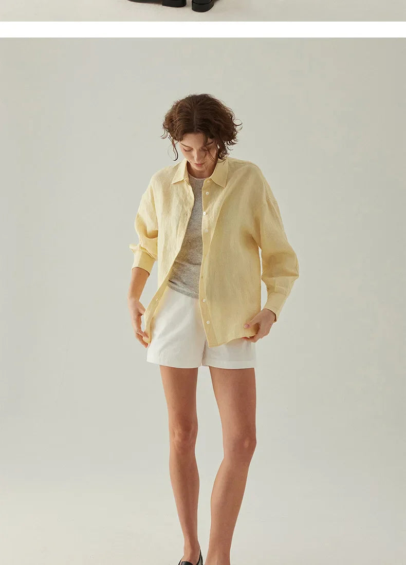 Anna-Berg | Natural Slit-Hem Linen Shirt