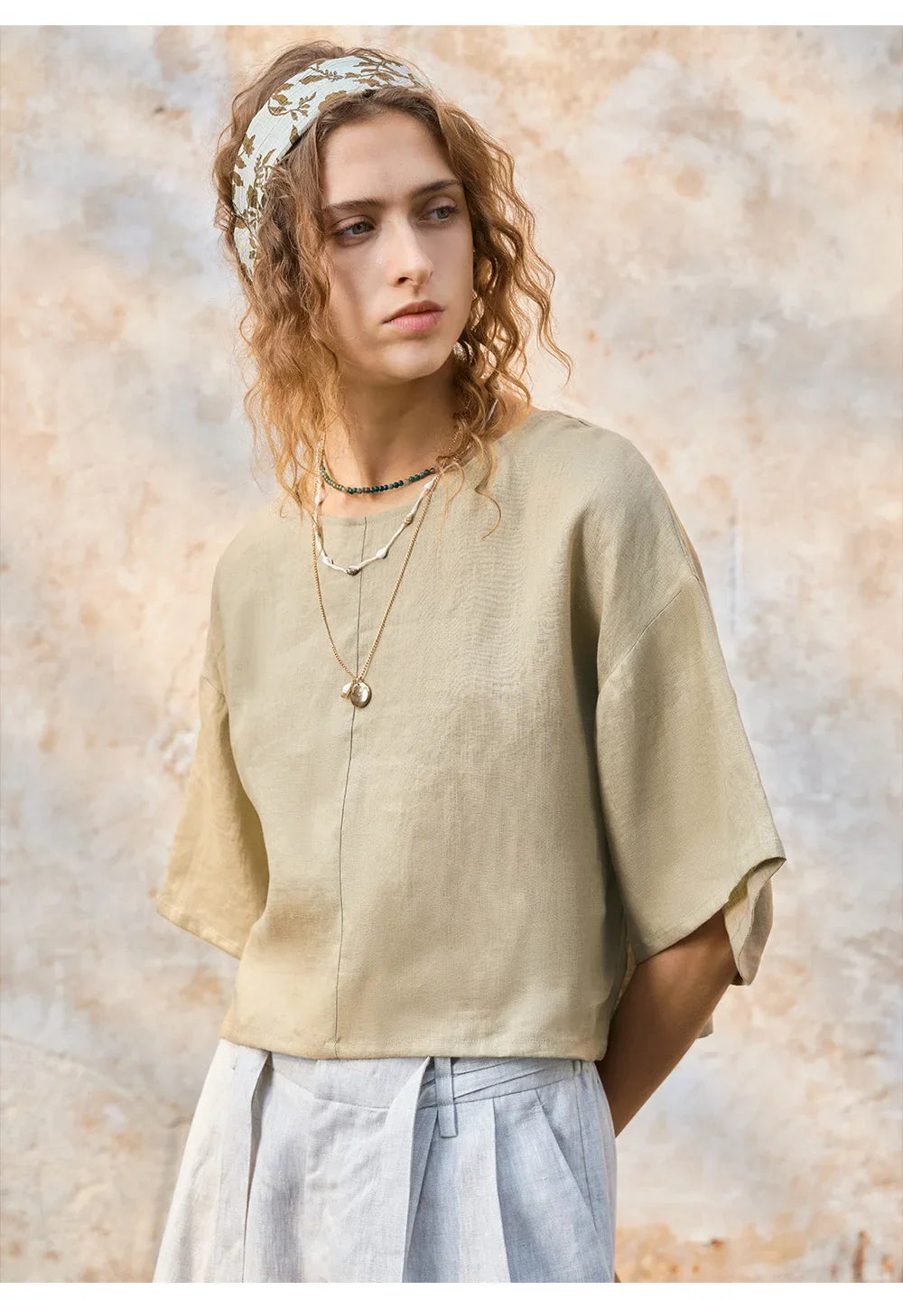 Anna-Berg | Flared-Sleeve Linen Pullover