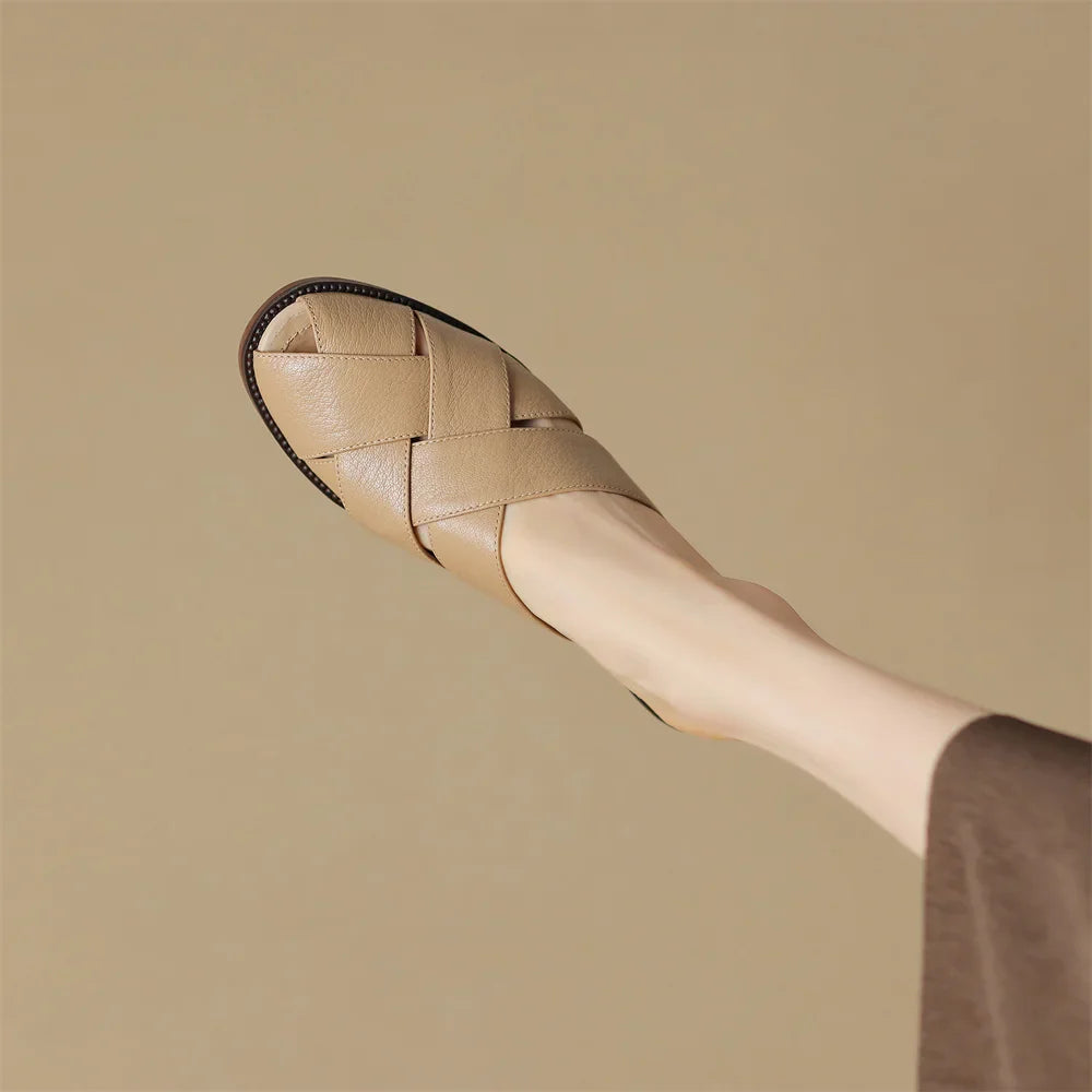 Anna-Berg | Woven Flat Leather Mule