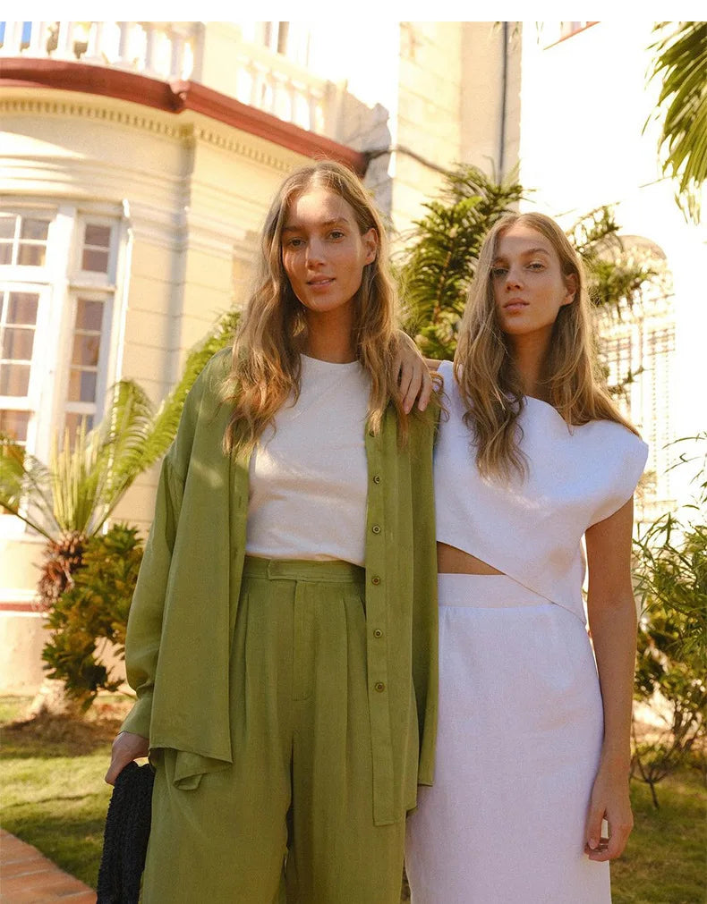 Anna-Berg | Natural Boxy Cropped Linen Top