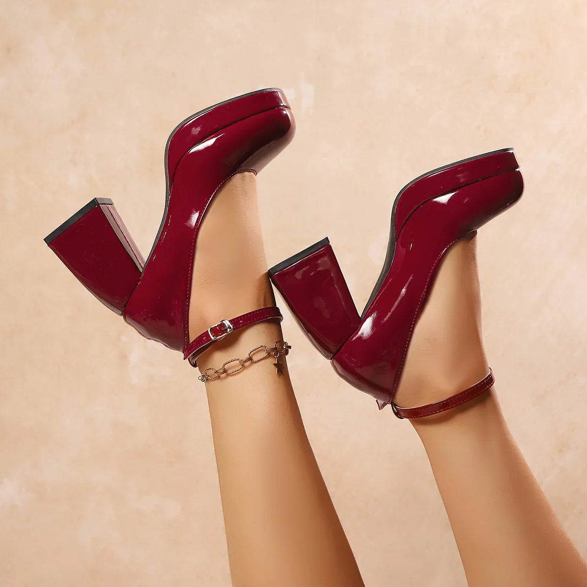 Anna-Berg | Red Pointed Toe Leather Heels