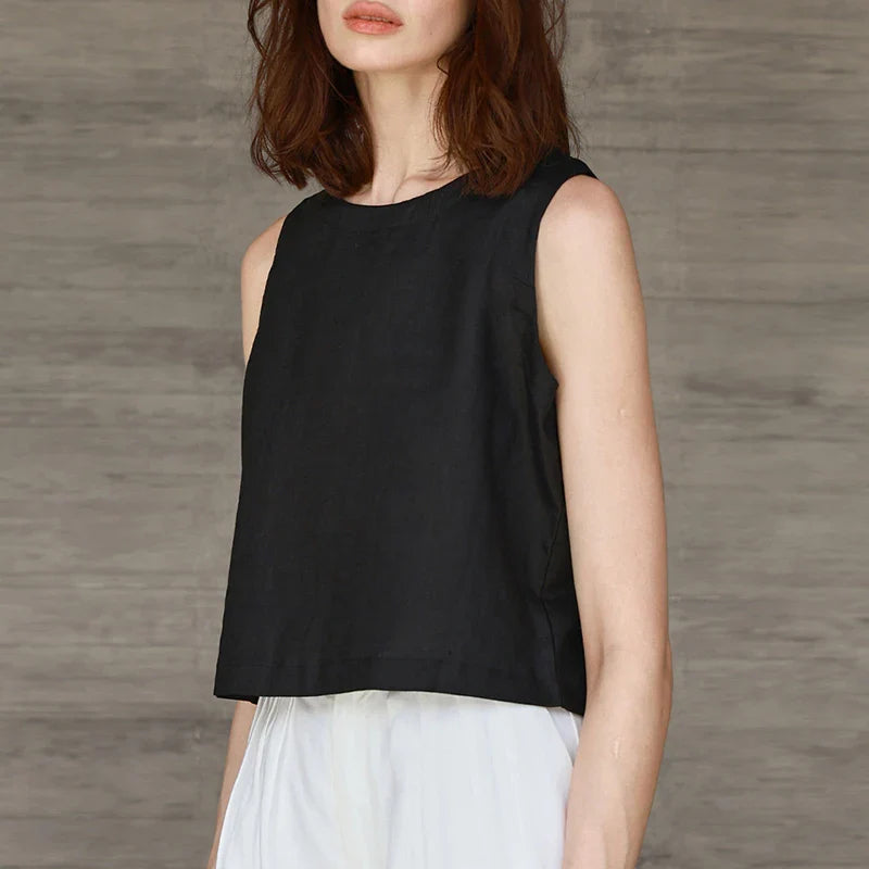 Anna-Berg | Natural Reversible Linen Crop Top