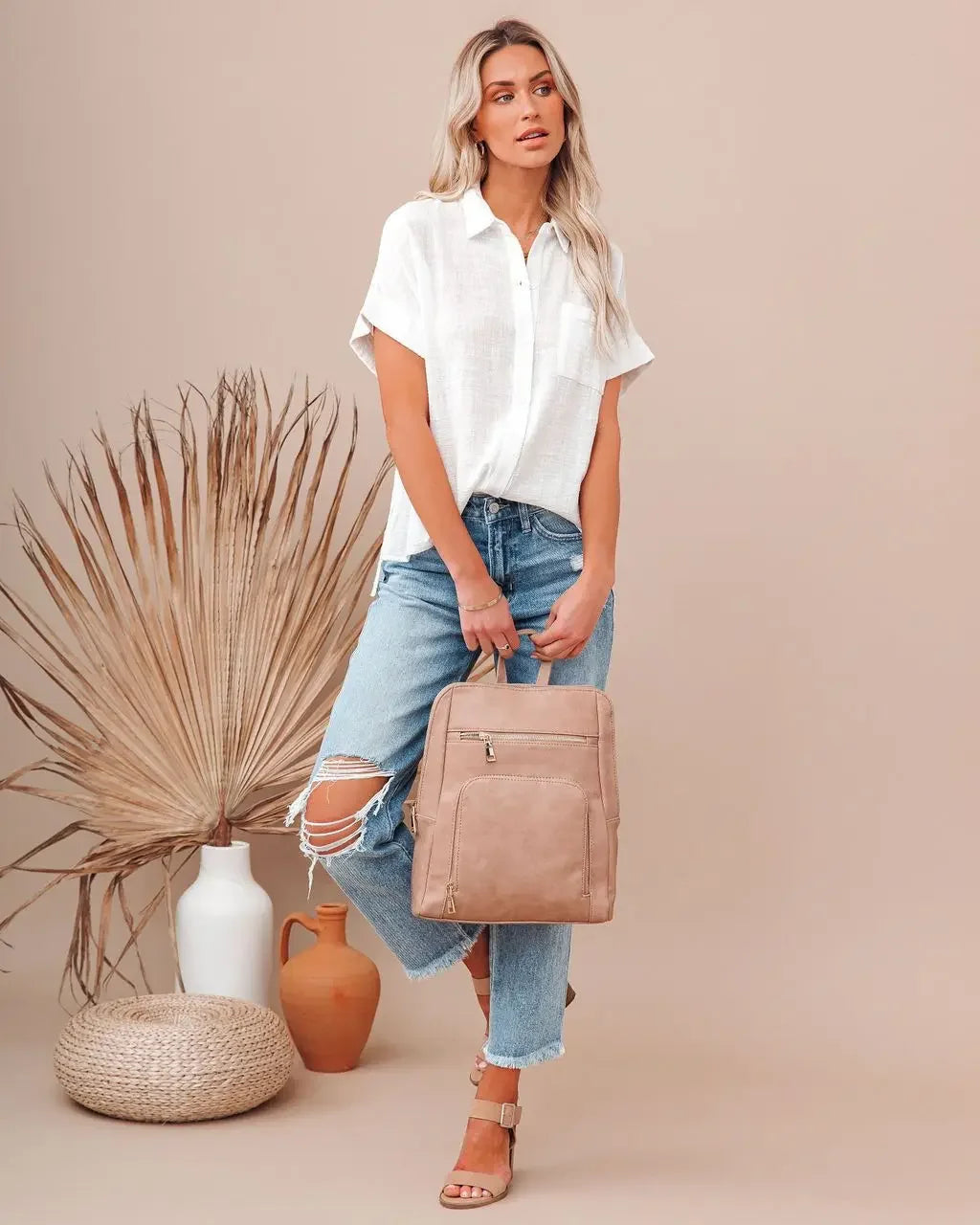Anna-Berg | Ivory Button-Up Silk Blouse
