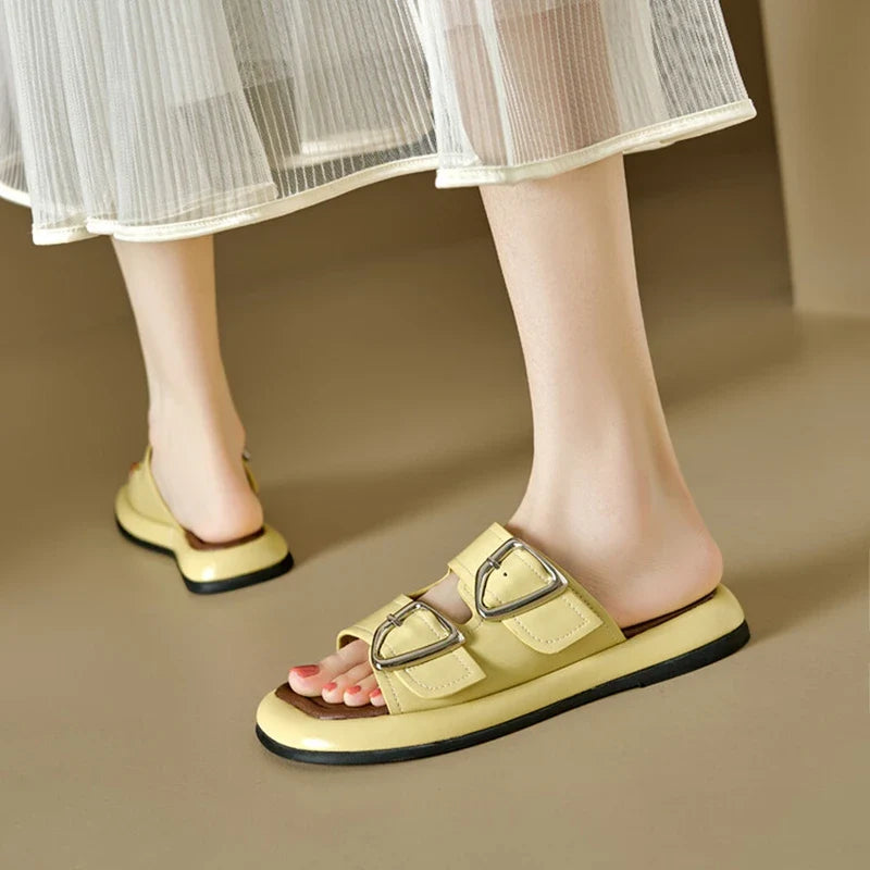 Anna-Berg | Twin-Buckle Slide Sandals