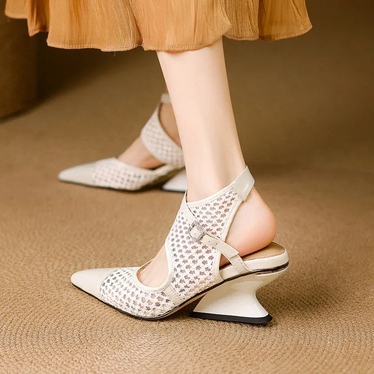 Anna-Berg | Velour Leather Slingbacks