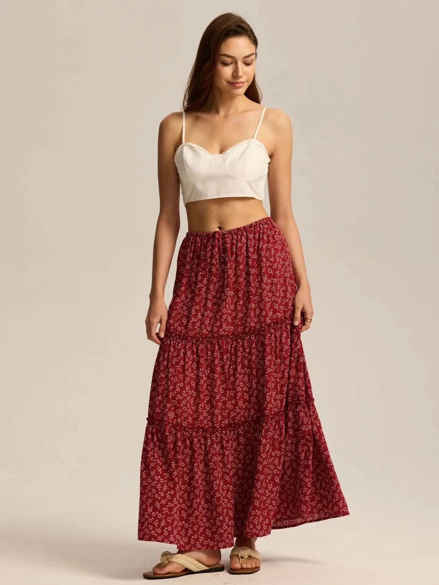 Anna-Berg | Sage Tiered Cotton Maxi Skirt