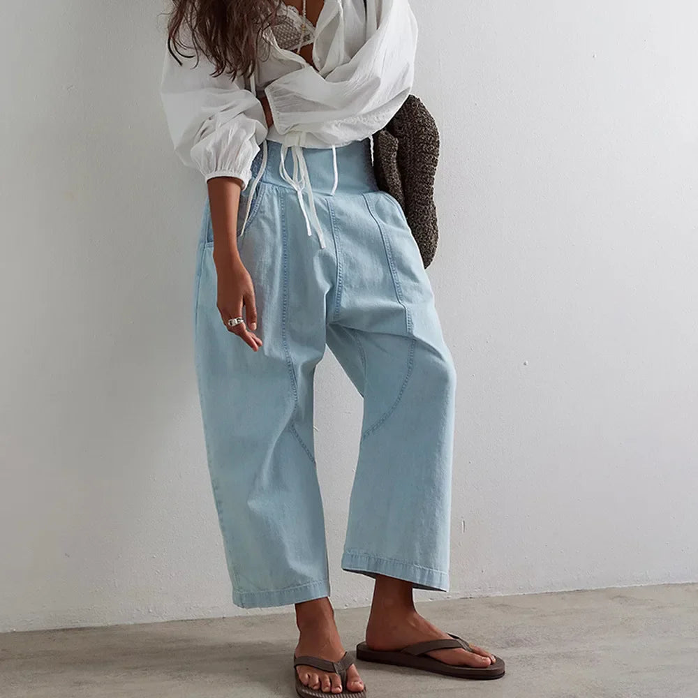 Anna-Berg | Black Wide-Leg Relaxed-Fit Cotton Pant