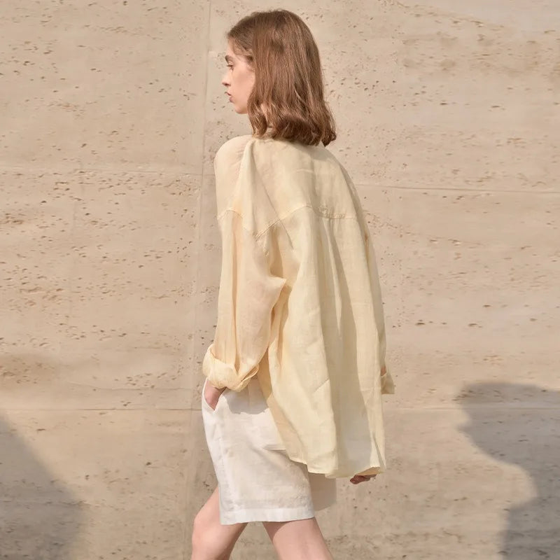 Anna-Berg | Natural Sheer Oversized Ramie Shirt