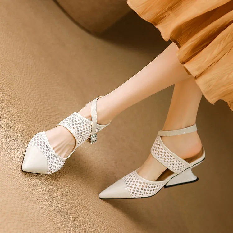 Anna-Berg | Velour Leather Slingbacks