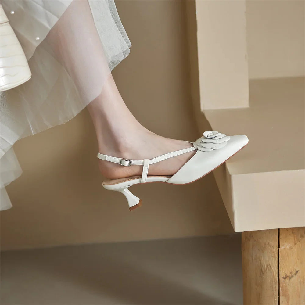 Anna-Berg | Genuine Leather Slingback Heels