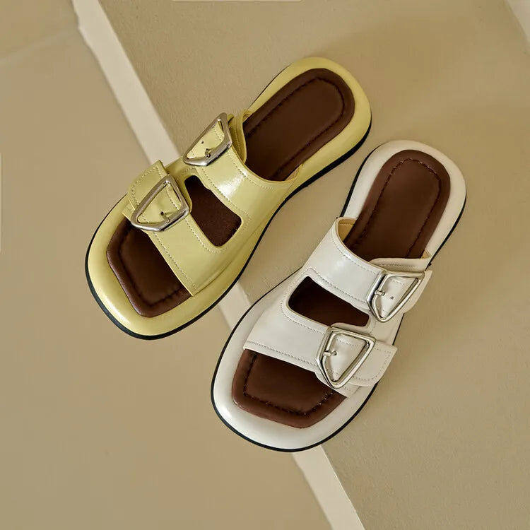 Anna-Berg | Twin-Buckle Slide Sandals