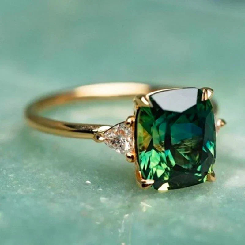 Gold Ring with Green Zircon