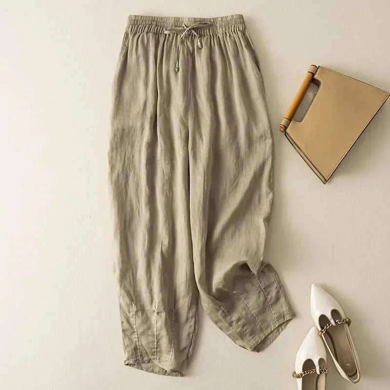 Anna-Berg | Natural High-Waist Wide-Leg Linen Pants