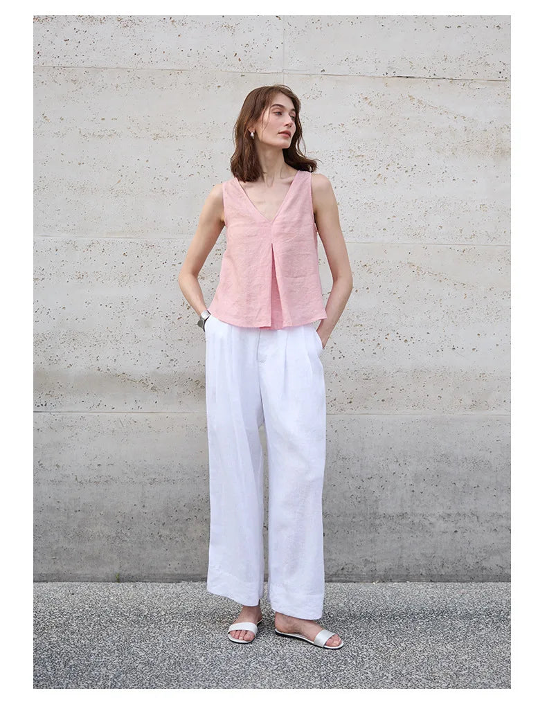 Anna-Berg | Light Blue Reversible Chambray Linen Vest