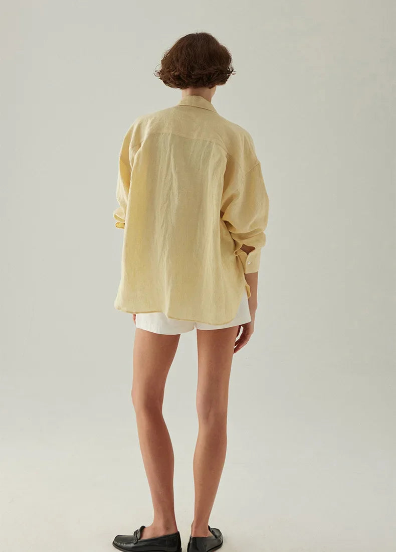 Anna-Berg | Natural Slit-Hem Linen Shirt