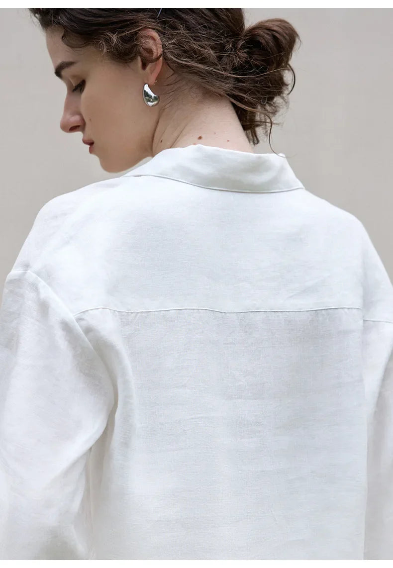 Anna-Berg | Relaxed-Fit Polo-Collar Linen Pullover