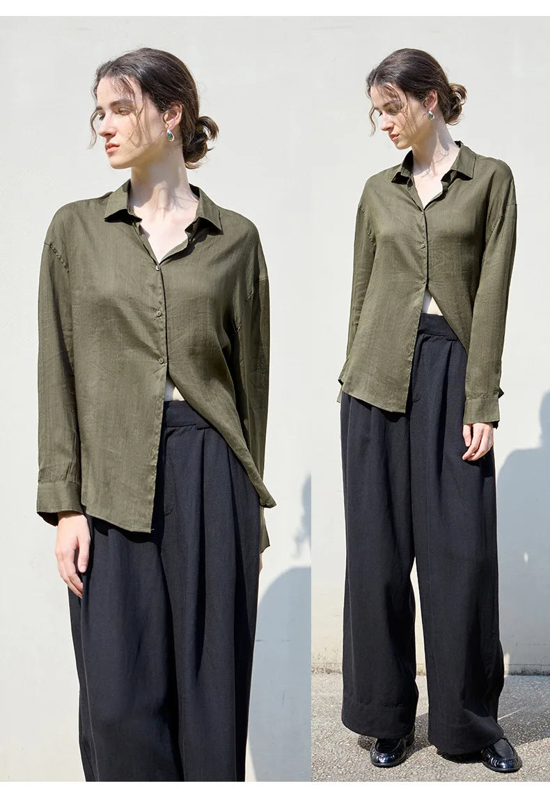 Anna-Berg | Relaxed Fit Button-Up Ramie Shirt