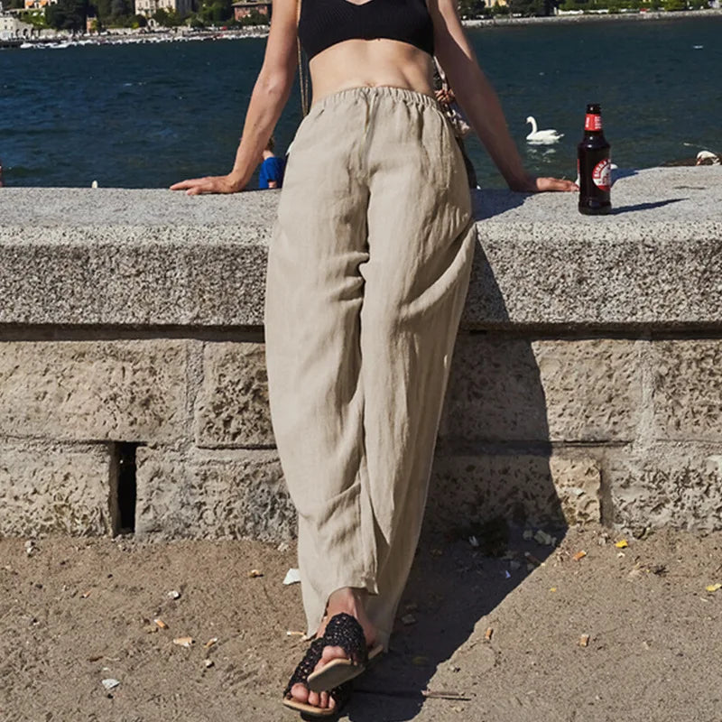 Anna-Berg | Sand Wide-Leg Linen Pant