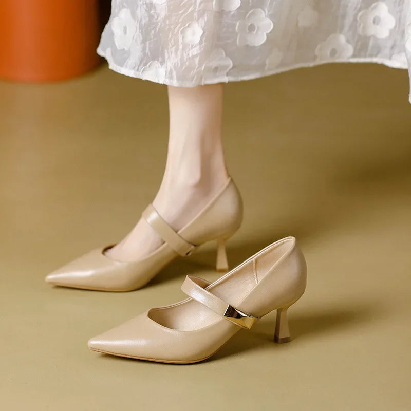 Anna-Berg | Elegant Pointed Toe Leather Heels