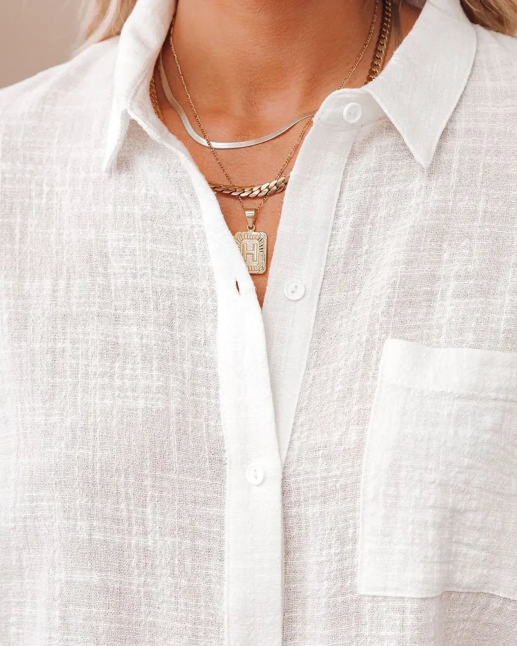 Anna-Berg | Ivory Button-Up Silk Blouse