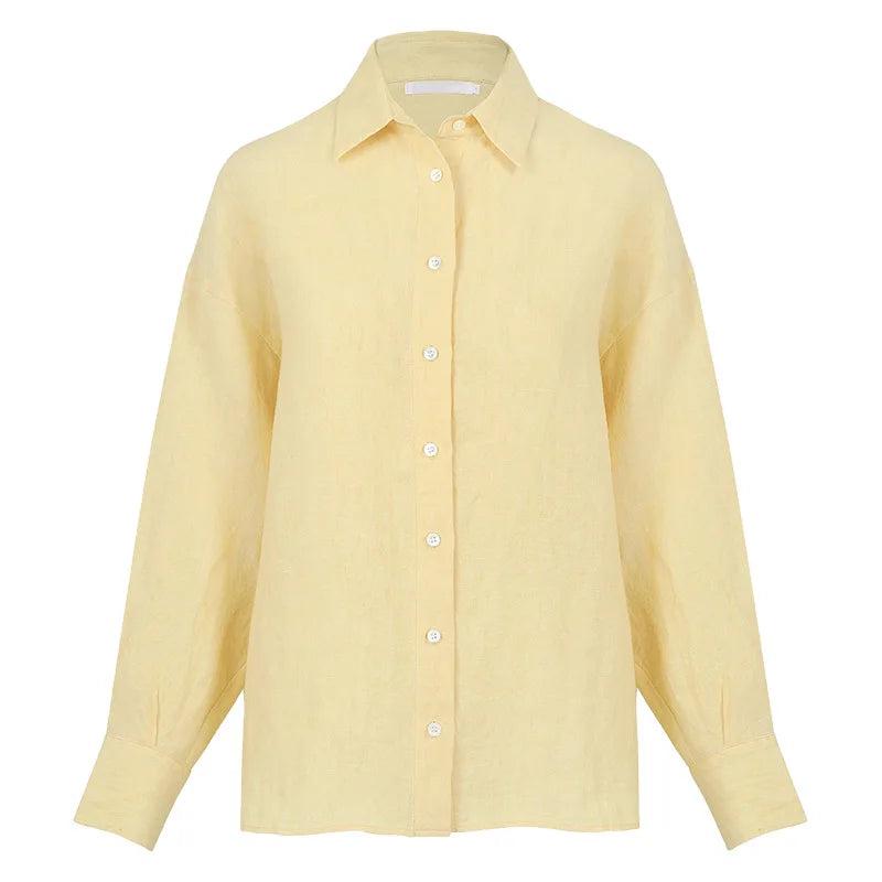 Anna-Berg | Natural Slit-Hem Linen Shirt