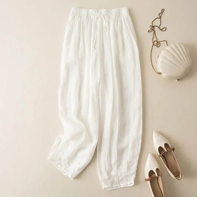 Anna-Berg | Natural High-Waist Wide-Leg Linen Pants