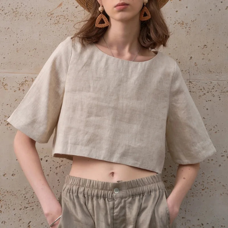 Anna-Berg | Boxy Cropped Linen Top