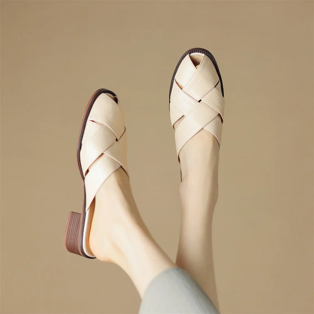 Anna-Berg | Woven Flat Leather Mule