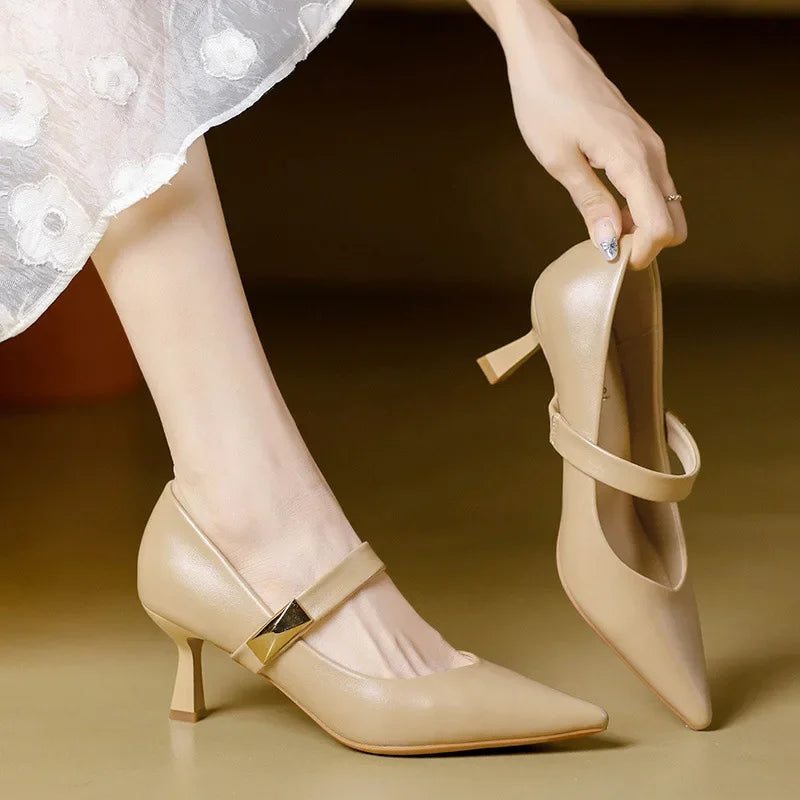 Anna-Berg | Elegant Pointed Toe Leather Heels
