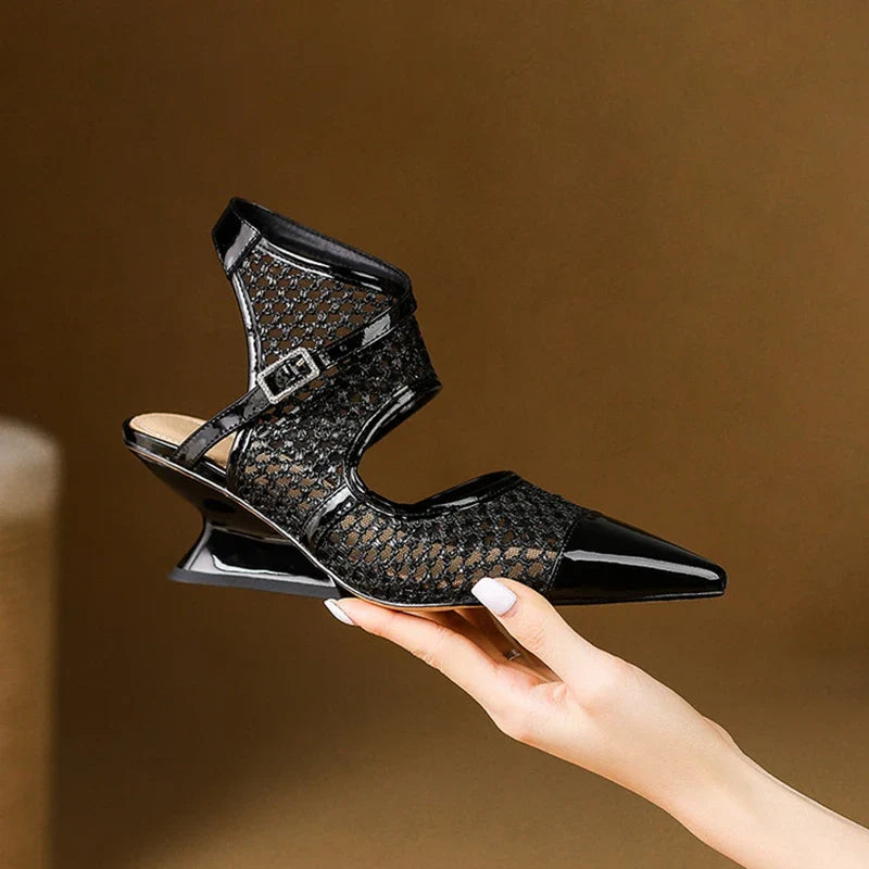 Anna-Berg | Velour Leather Slingbacks